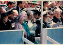 Queen Elizabeth II together with Prince Philip during the royal parade - Vintage Photograph