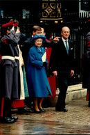 Queen Elizabeth and Prince Philip outside Westminster Abbey. - Vintage Photograph