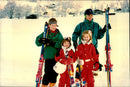 Princess sisters Beatrice and Eugenie together with the cousins ââPrince Harry and Prince William during a skiing holiday in Switzerland. - Vintage Photograph