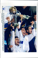 Real Madrid Manuel Sanchis and Fernando Ruiz Hierro celebrate the win against Vasco Da Gama in Japan - Vintage Photograph