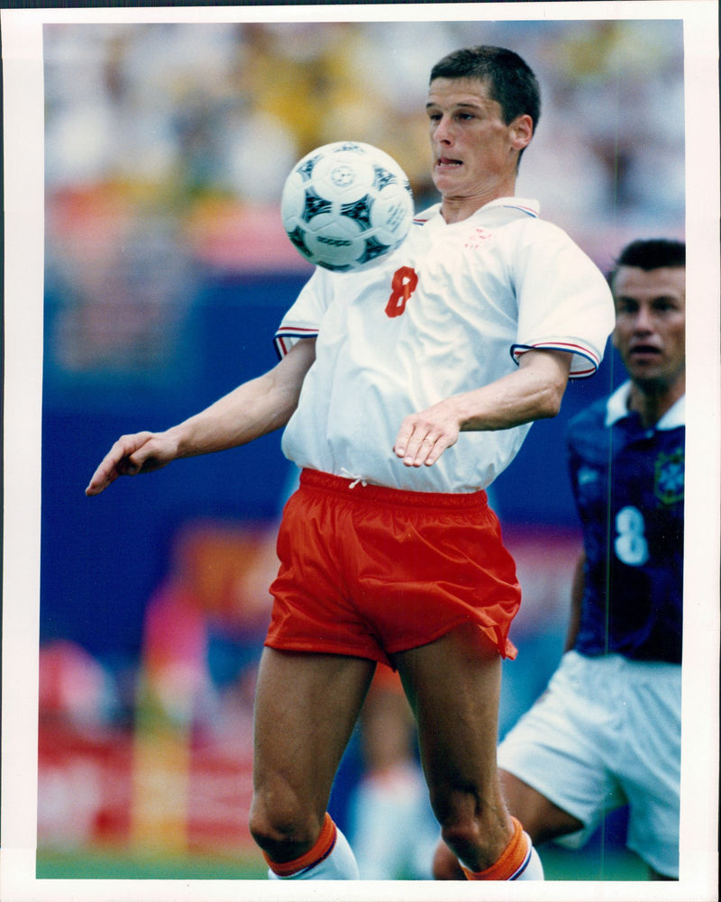 Action image of Wim Jonk who plays in the Dutch national team and Inter Milan FC - Vintage Photograph