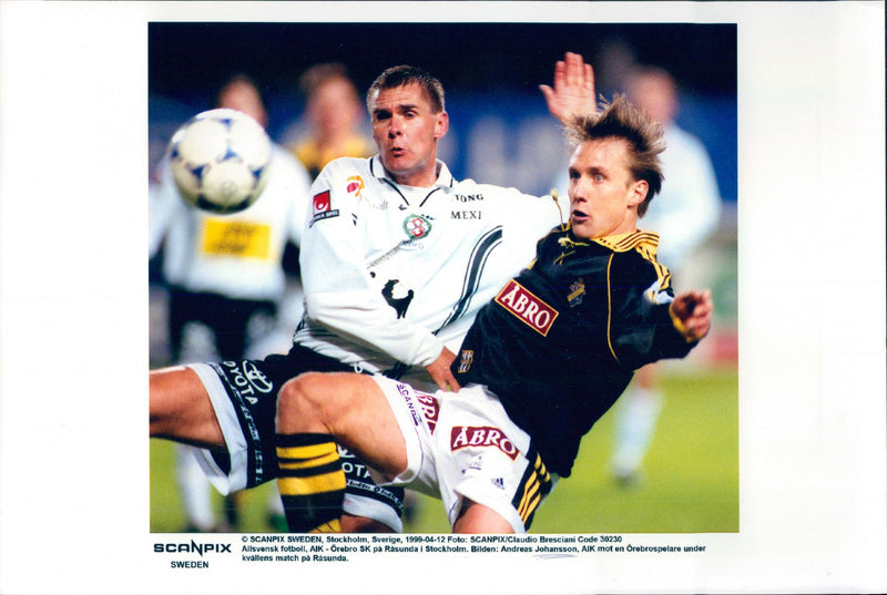 AIK&#39;s Andreas Johansson during the evening&#39;s match against Ãrebro SK on RÃ¥sunda - Vintage Photograph
