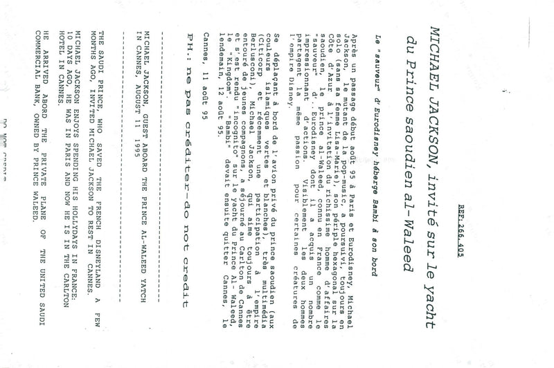 Prince Al-Waleed of Saudi Arabia invited Michael Jackson to his yacht. - Vintage Photograph