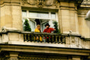 Michael Jackson along with Debbie Rowe on the balcony of their Paris hotel - Vintage Photograph