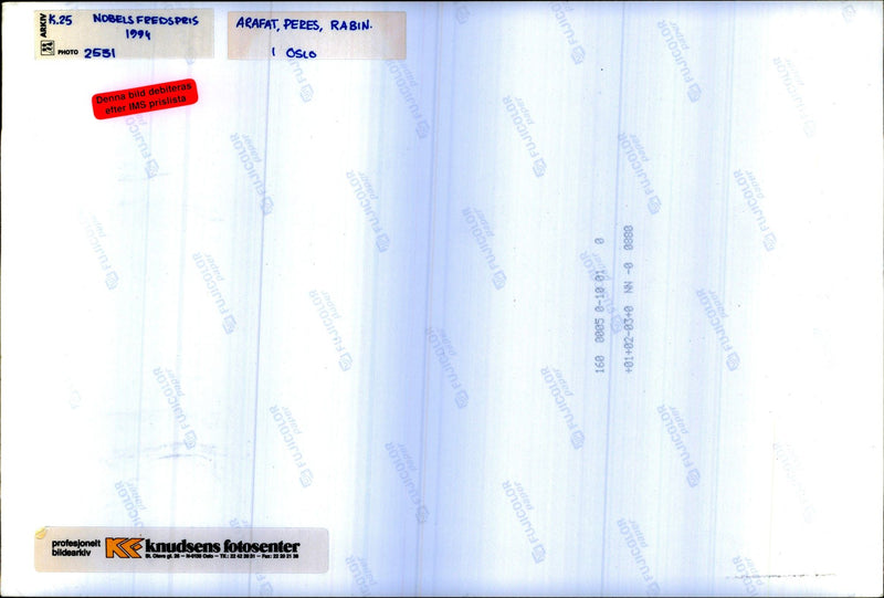 Nobel Peace Prize 1994. Yasser Arafat, Shimon Peres, Yitzhak Rabin, Oslo - Vintage Photograph