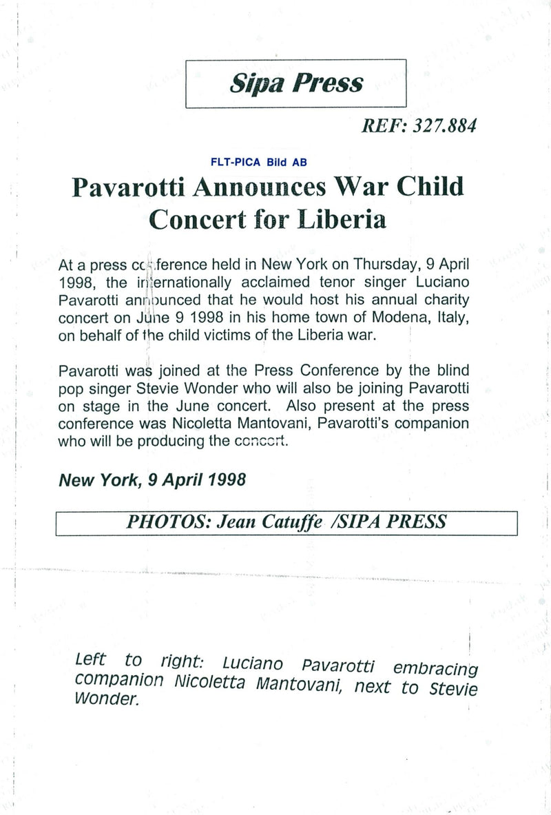 Luciano Pavarotti with his partner Nicoletta Mantovani and Stevie Wonder - Vintage Photograph