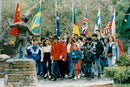 Lisa Marie Presley and Michael Jackson welcome a crowd of children to the Neverland Ranch - Vintage Photograph