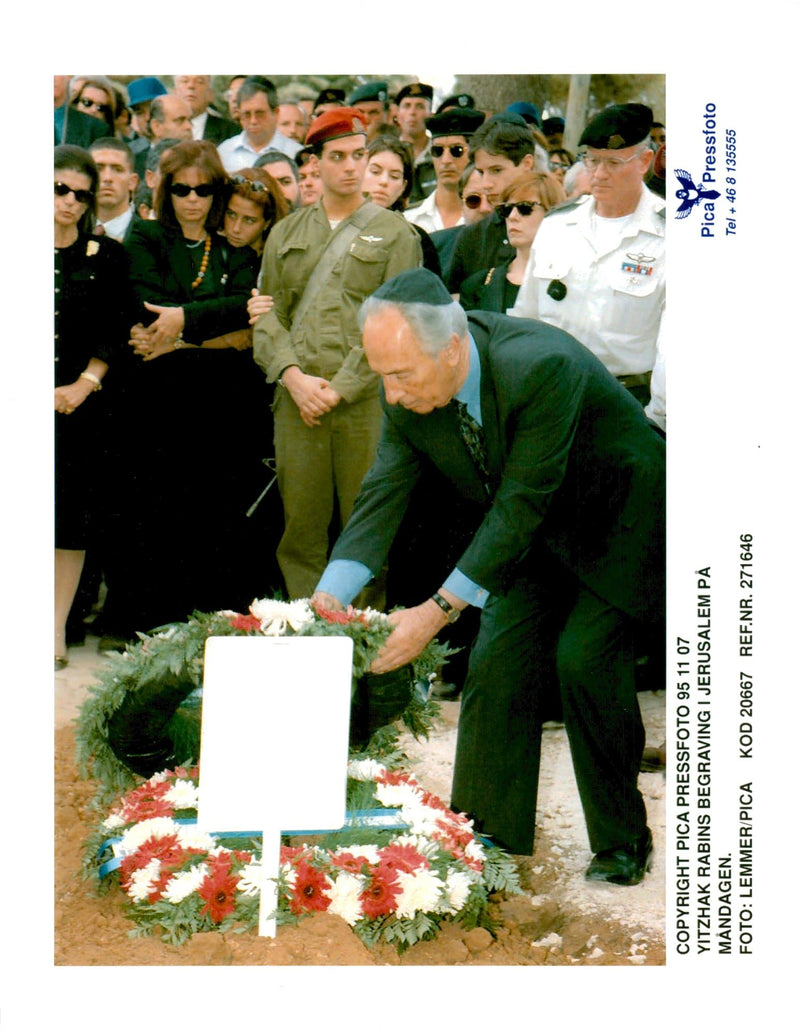 Israeli politician Shimon Peres attended Yitzhak Rabin&