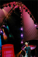 Rock group Oasis member, Liam Gallanger, rock the stage during the group&