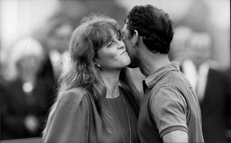 Sarah Ferguson with Prince Charles at the Polo match - Vintage Photograph