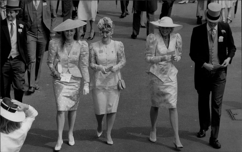 Sarah Ferguson and Princess Diana at Ascot - Vintage Photograph