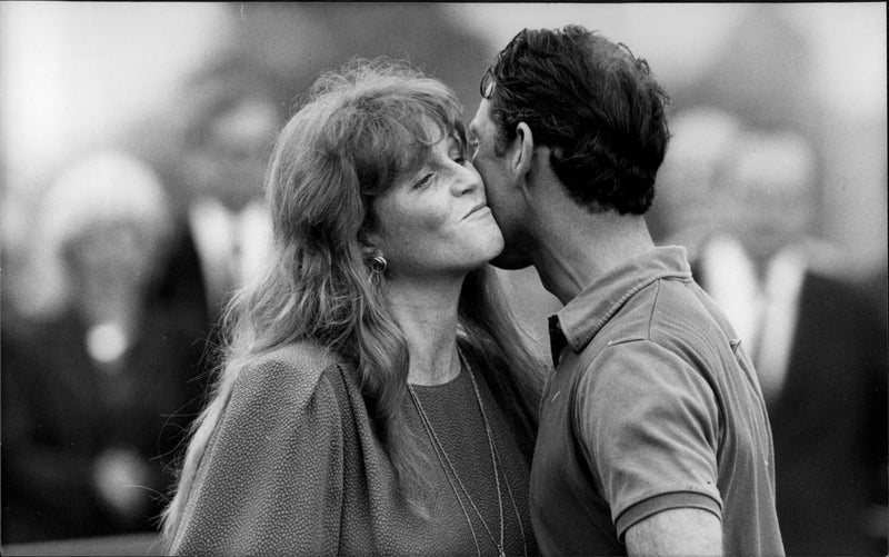 Sarah Ferguson with Prince Charles at the Polo match - Vintage Photograph