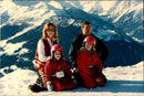 Duke Andrew and Duchess Sarah, together with daughters Beatrice and Eugenie during the family skiing holiday in Verbier. - Vintage Photograph