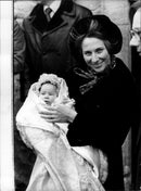 Birgitte, the Duchess of Gloucester with his daughter Davina after the dope in Barnwell - Vintage Photograph