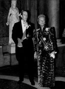 Duke Edward and Katherine of Kent, at an official dinner at the Stockholm Castle. - Vintage Photograph