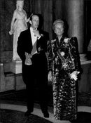 Duke Edward and Katherine of Kent, at an official dinner at the Stockholm Castle. - Vintage Photograph