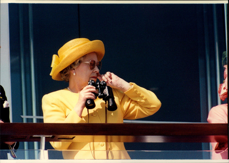 Queen Elizabeth II in the audience during a horse competition. - Vintage Photograph