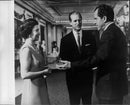 Queen Elizabeth and Prince Philip meet with US President Richard Nixon in Buckingham Palace - Vintage Photograph