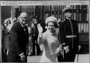 Finnish President Kekkonen together with Queen Elizabeth during her visit to Helsinki - Vintage Photograph