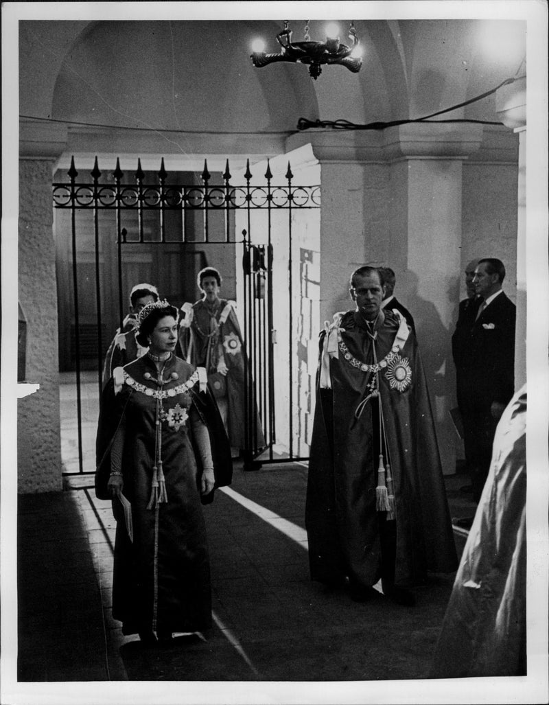 Queen Elizabeth II and Philip Duke of Edinburgh in St. Paul Cathedral - Vintage Photograph