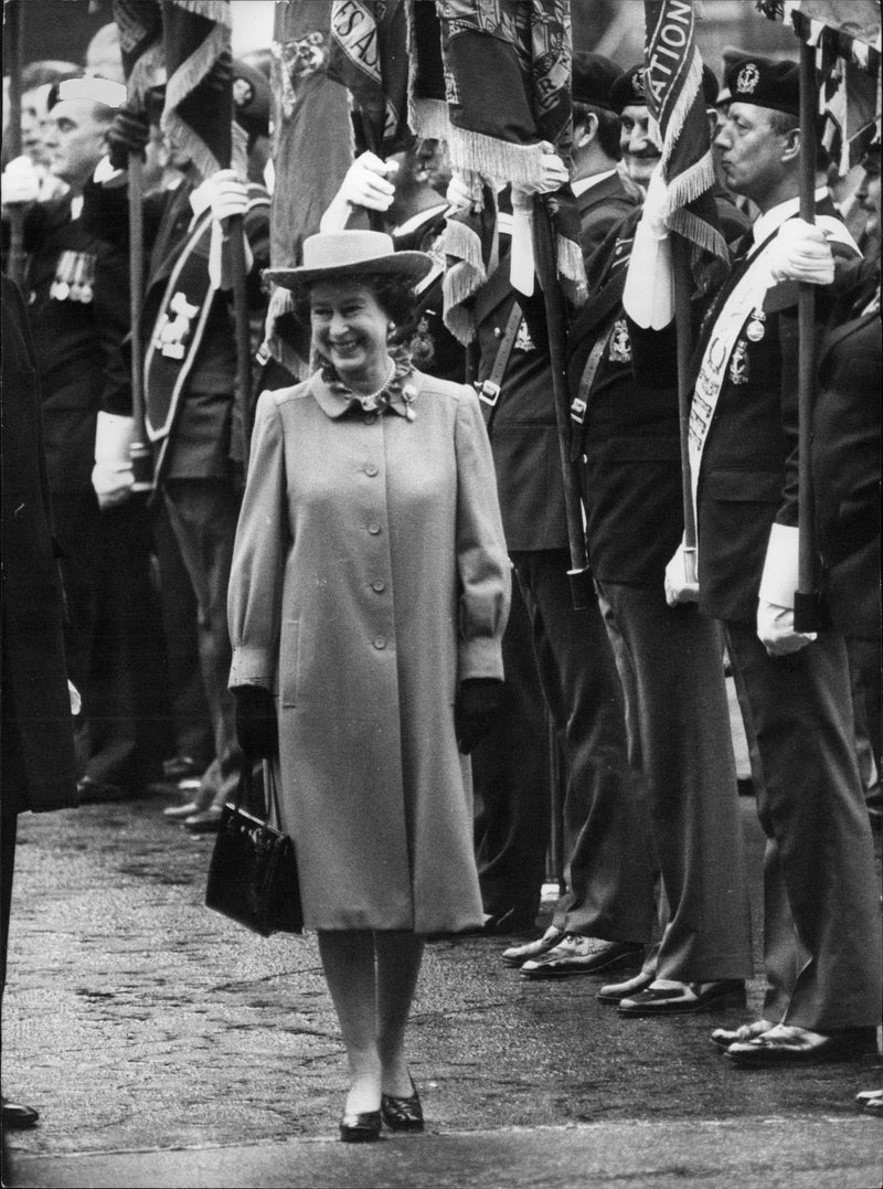 Queen Elizabeth II by the unveiling ceremony of a statue of Earl Mountbatten - Vintage Photograph