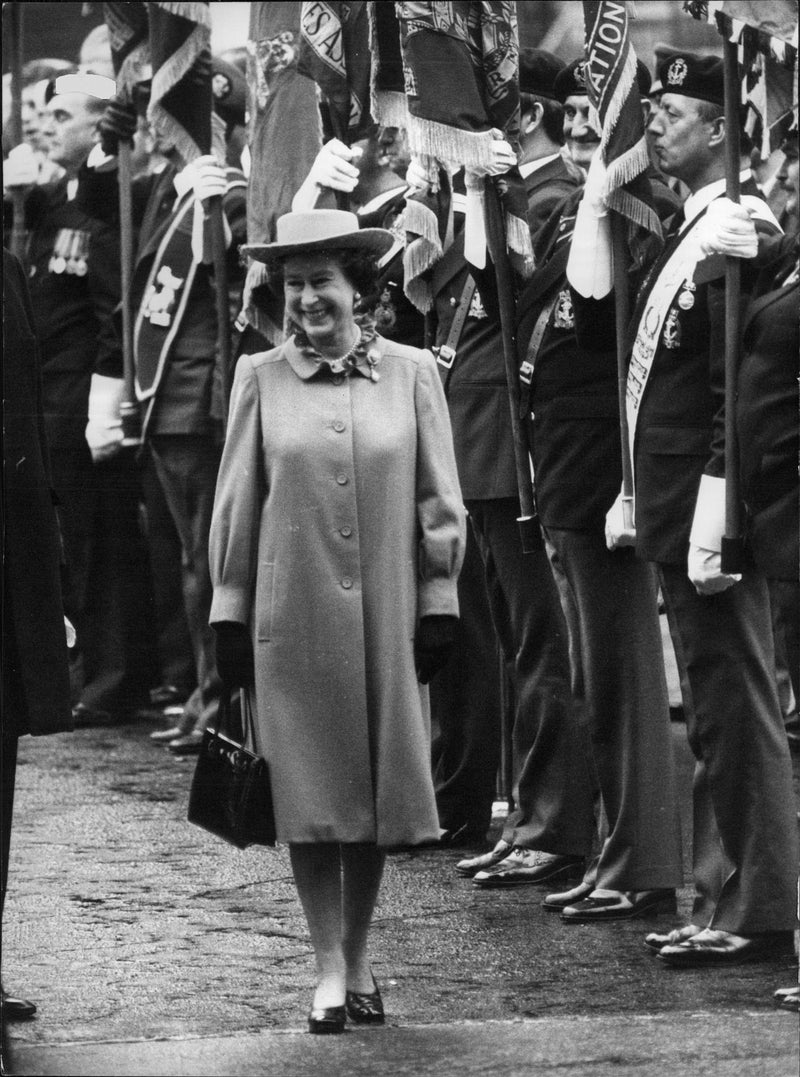 Queen Elizabeth II by the unveiling ceremony of a statue of Earl Mountbatten - Vintage Photograph