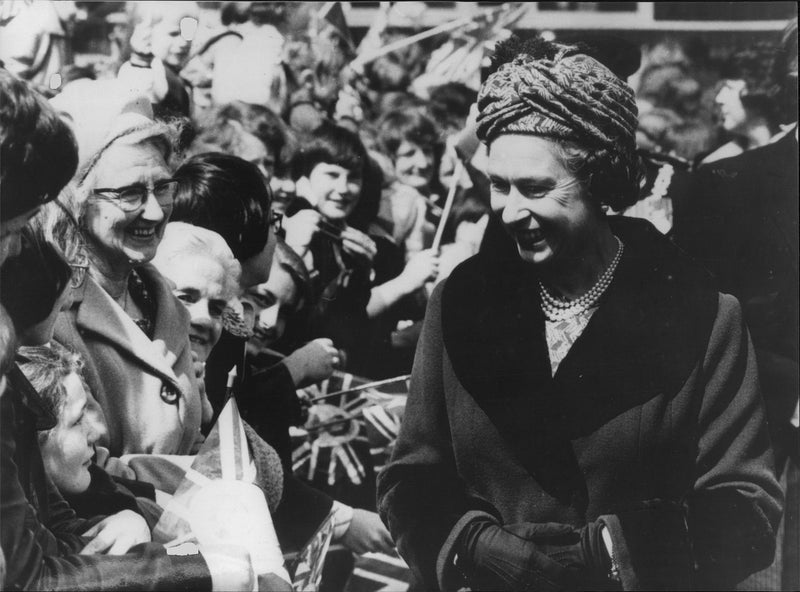 Queen Elizabeth II greets the people during a walk in Glasgow during the Silver Anniversary visit to Scotland - Vintage Photograph