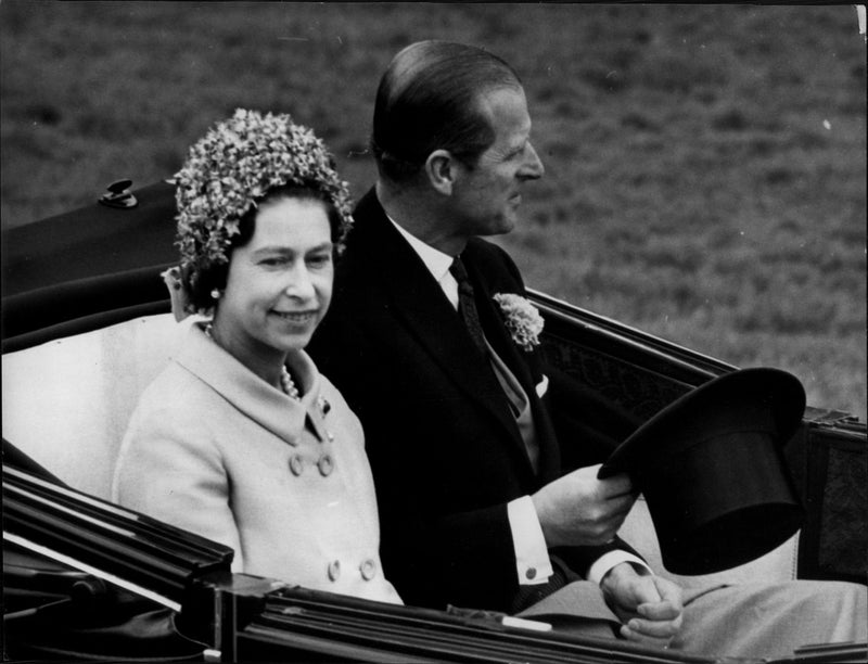 Queen Elizabeth II and Prince Philip at the Ascot Racecourse - Vintage Photograph