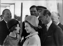 Queen Elizabeth II and Prince Philip mingle after the inauguration of Severn Bridge - Vintage Photograph