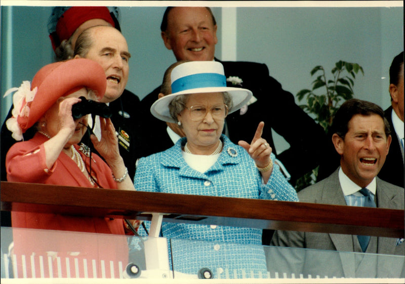 Queen Elizabeth II points from the spectator box - Vintage Photograph