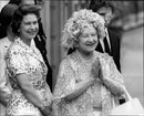 Queen & s 80th birthday. Queen Elizabeth together with Queen Mother on her 80th birthday - Vintage Photograph