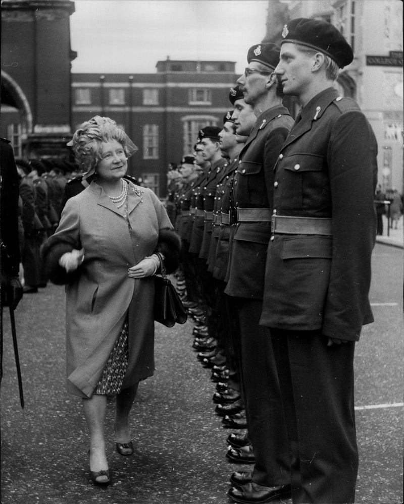 Queen Modern inspects the troops - Vintage Photograph