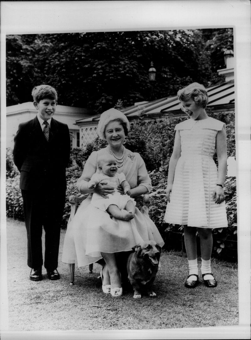 Queen Modern with Prince Charles and Princess Anne and Prince Andrew - Vintage Photograph