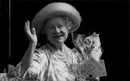 Queen Elizabeth, Queen Mother, waves happy on her birthday - Vintage Photograph