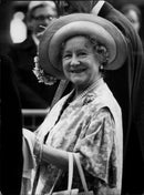 Queen Elizabeth, Queen Mother, During the Derby Race in Epsom - Vintage Photograph