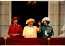 Queen Elizabeth II, Queen Elizabeth, Queen Mother, and Princess Anne. - Vintage Photograph
