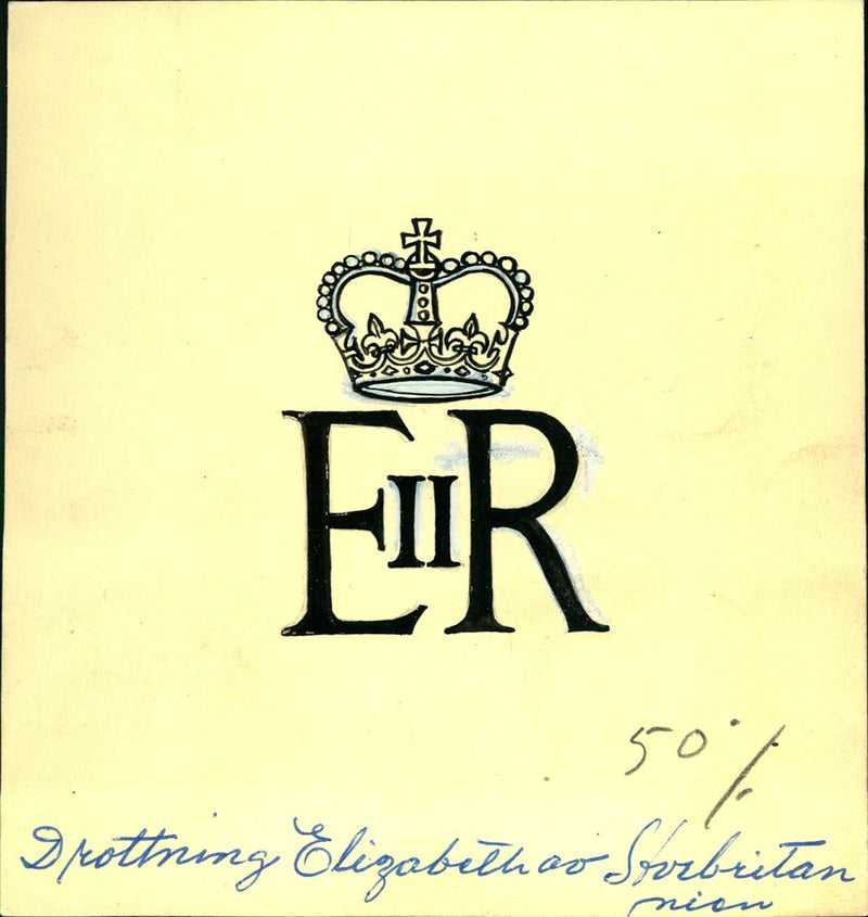 Queen Elizabeth II of the UK emblem. - Vintage Photograph