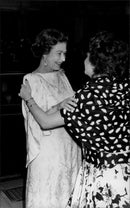 The wedding between Prince Andrew and Sarah Ferguson. Queen Elizabeth embraces her cousin Lady Anson - Vintage Photograph