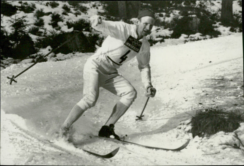 Skier Melker Risberg during the Winter Olympics in Innsbruck in 1964 - Vintage Photograph