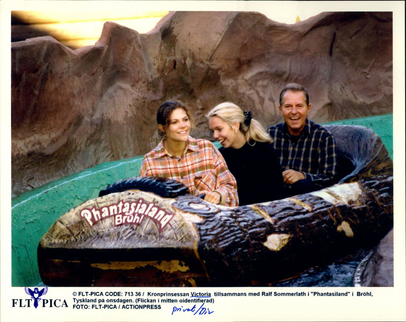 Crown Princess Victoria together with Ralf Sommerlath in &quot;Phantasialand&quot; in Germany - Vintage Photograph