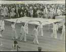 The Olymic tabloid is brought into the arena - the Olympic Games in Montreal in 1976 - Vintage Photograph