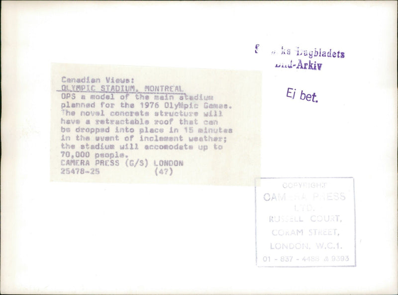 Model of the Olympic Stadium - Olympic Games in Montreal 1976 - Vintage Photograph