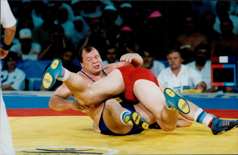 Swedish Thomas Johansson lost the gold medal to Russian Alexander Karelin. - Vintage Photograph