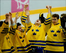 Olympic Games in Lillehammer - Ice Hockey. Swedish gold jubilee in the match against Canada - Vintage Photograph