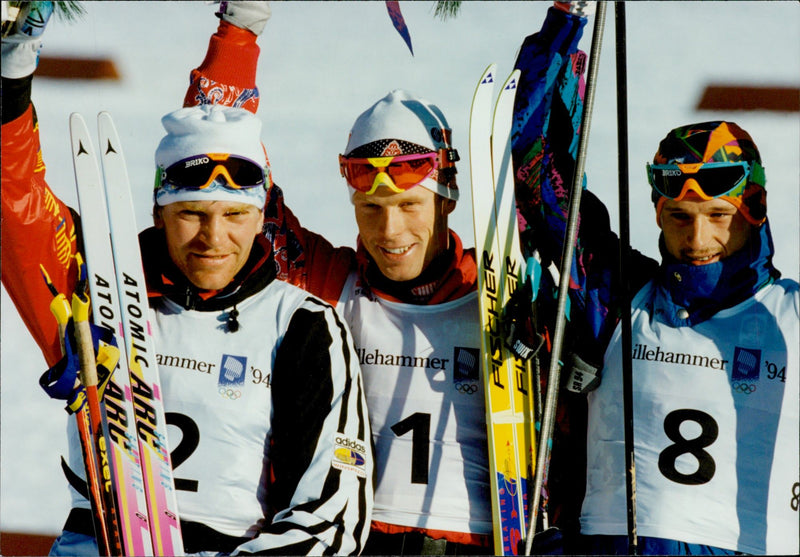 15 km hunting start, gold BjÃ¸rn DÃ¦hlie, silver Vladimir Smirnov and bronze - Vintage Photograph