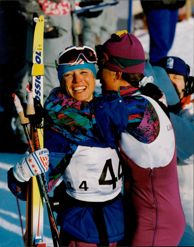 Manuela di Centa won 15 km before before Russia Ljubov Jegorova - Vintage Photograph