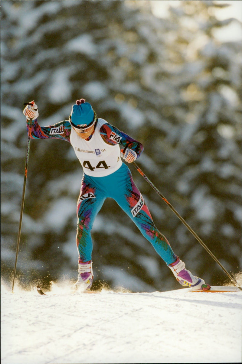 Manuela di Centa - skiing 15 km - Vintage Photograph