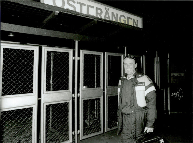 Football coach Nisse Andersson outside the training facility. - Vintage Photograph