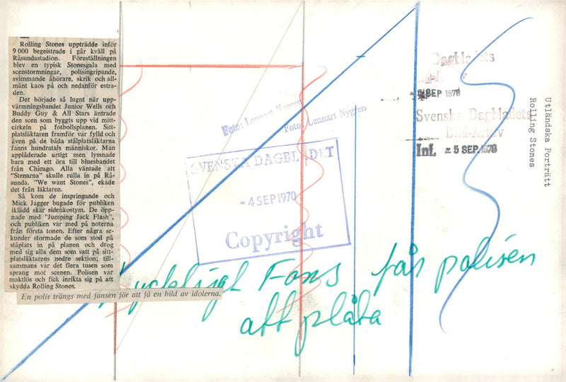 Happy police plates RollingStones at RÃ¥sunda - Vintage Photograph