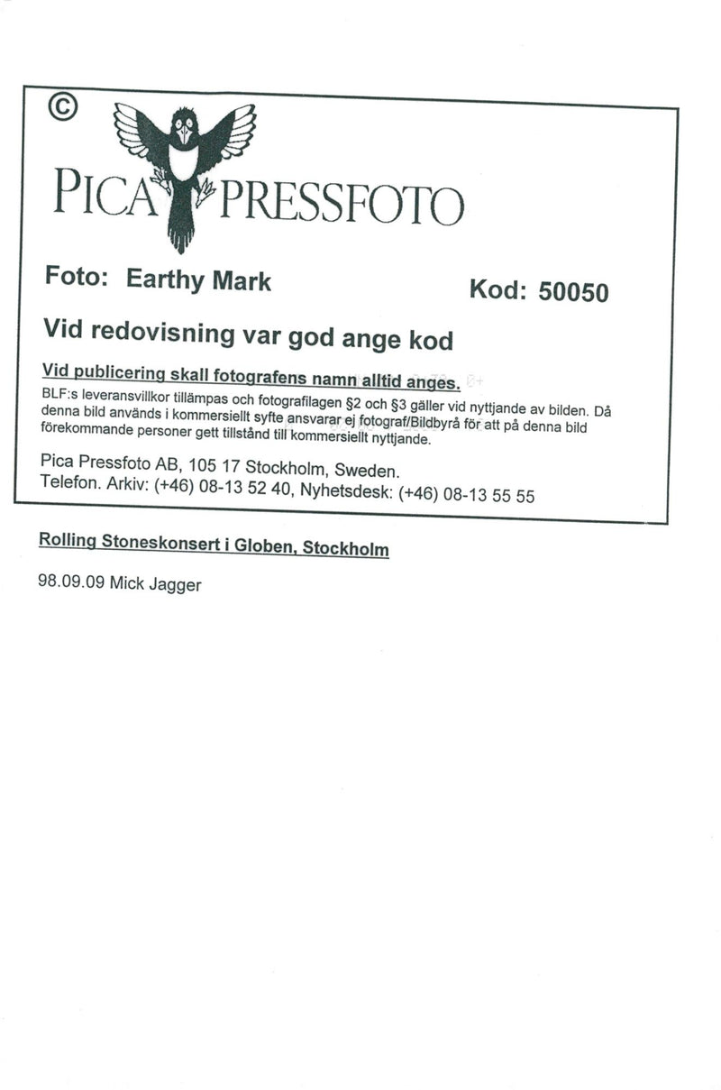 The Rolling Stones appear in the Globe: Mick Jagger - Vintage Photograph